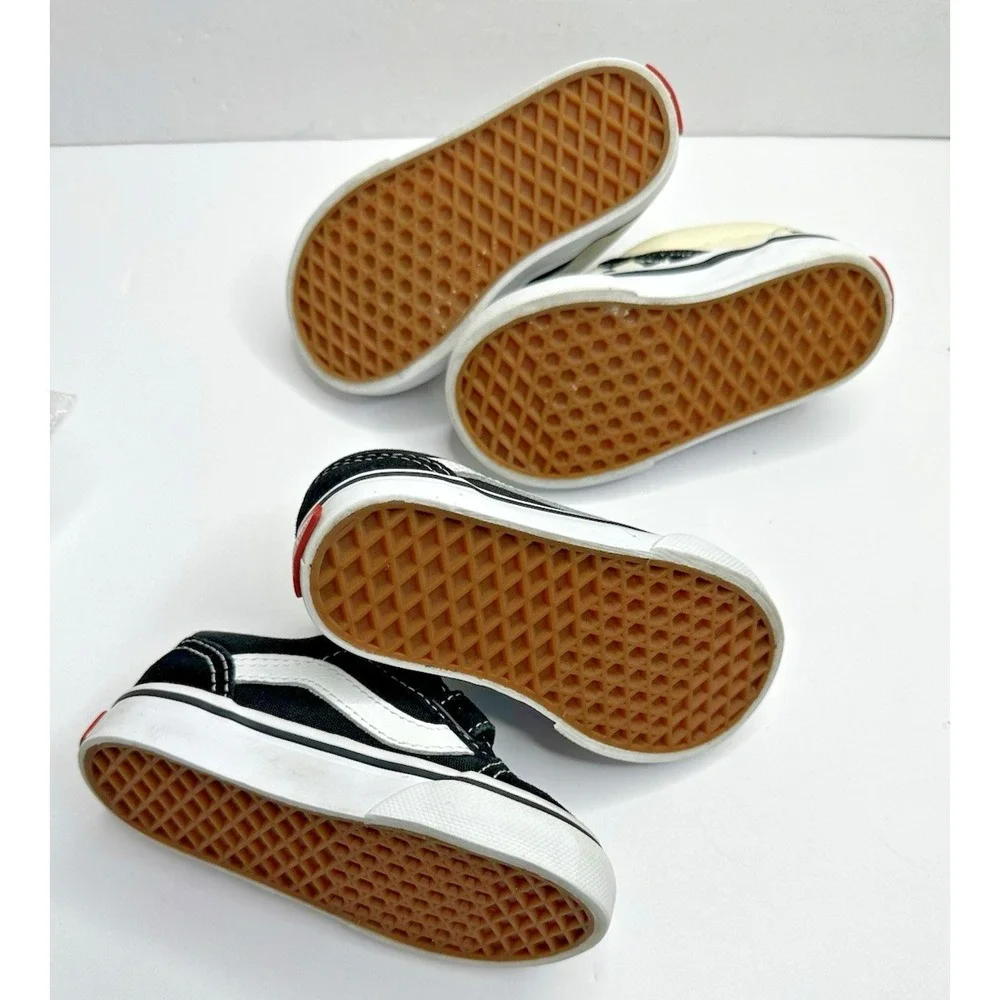 Vans Toddler Checkerboard Old School Black Slip On Hook Loop Sz 5 Set of 2 Pr